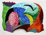 David Hockney, Blue Hang Cliff, 1993, Lithograph and screenprint in colors, on wove paper, with full margins