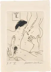 An Erotic Etching (S.A.C. 172) by David Hockney, 1975, Etching, on wove paper, with full margins, sold Apr 2022