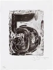 Figure 5 by Jasper Johns, 2012, Lithograph, on Rives BFK paper, with full margins, sold Apr 2022