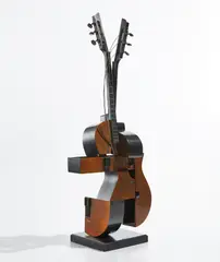 Abacale Guitar by Arman, 1994, Bronze multiple with brown and black patina, sold Apr 2022