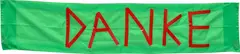 Thomas Hirschhorn, Thank You Scarf [Danke], 1996, Red tape on green fabric scarf