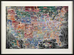 Paula Scher, USA Airline Routes, 2020, Digital pigment print in colors, on wove paper, with full margins