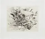 Julie Mehretu, Untitled (grey area), 2009, Drypoint, with Chine collé to Somerset paper, with full margins, contained in the original charcoal card folder with printed artist's name