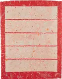 Howardena Pindell, Kyoto (Positive/Negative), 1980, Double-sided lithograph with etching in colors, on five sheets of laminated Kinwashi paper Chine collé to dyed Japan paper, the full sheet