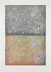 Esperanza by Kiki Smith, 2015, Etching in colors with hologram paper and mirrored mylar collage, on Hahnemühle paper, with full margins, sold Apr 2022