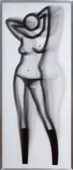 Sara dancing topless (C. 126) by Julian Opie, 2008, Lenticular acrylic panel comprised of an inkjet print, printed directly onto 20 lpi lenticular animating lenses, back mo, sold Apr 2022