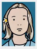 Elena, schoolgirl (with lotus blossom) (C. 103) by Julian Opie, 2006, Screenprint in colors, Somerset Satin paper, with full margins, sold Apr 2022