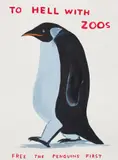 David Shrigley, To Hell with Zoos, 2021, Screenprint in colors with varnish overlay, on Somerset Satin paper, the full sheet