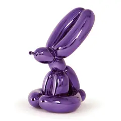 Balloon Rabbit (Violet) by Jeff Koons, 2017, Porcelain multiple painted in chrome, contained in the original Styrofoam-lined presentation box with silver printed sig, sold Apr 2022