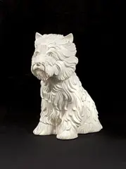 Puppy by Jeff Koons, 1998, Glazed white ceramic vase, contained in the original Styrofoam-lined white and blue cardboard box, sold Apr 2022