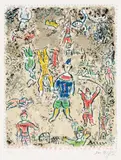 Marc Chagall, Le Clown bleu (The Blue Clown) (M. 1032), 1984, Lithograph in colors, on Arches paper, with full margins
