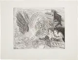 Pablo Picasso, Taureau ailé contemplé par quatre enfants (Winged Bull Watched by Four Children), plate 13 from La Suite Vollard (B. 229, Ba. 444), 1934, Etching, on Montval laid paper, watermark Picasso, with full margins
