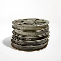 Das Schweigen (The Silence) (S. 80) by Joseph Beuys, 1973, Five original 35mm projection reels of the 1962 film Das Schweigen , directed by Ingmar Bergman, lacquered and plated in, offered Oct 2022