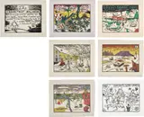 H. C. Westermann, The Connecticut Ballroom (A. & B. 22B-H), 1975-1976, The complete set of seven woodcuts in colors, on Natsume #4007 paper, with full margins
