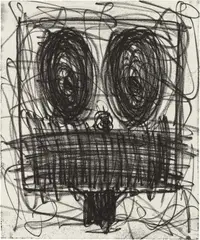 Untitled Anxious Man by Rashid Johnson, 2018, Etching, on Somerset paper, the full sheet, sold Oct 2022