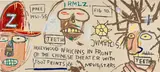 Hollywood Africans in front of the Chinese Theater with Footprints of Movie Stars by Jean-Michel Basquiat, 1983/2015, Monumental screenprint in colors, on Museum Board, the full sheet, sold Oct 2022