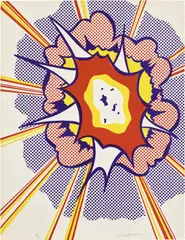 Explosion, from Portfolio 9 (C. 49) by Roy Lichtenstein, 1967, Lithograph in colors, on Rives BFK paper, the full sheet, sold Oct 2022