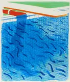 David Hockney, Pool Made with Paper and Blue Ink for Book, from Paper Pools (T. 269, M.C.A.T. 234), 1980, Lithograph in colors, on Arches Cover paper, the full sheet