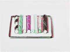 Candy Sticks in a Pan (Big Candy) by Wayne Thiebaud, 1980, Lithograph in unique colors, on Rives BFK paper, with full margins, sold Oct 2022