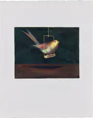 Pet Bird by Wayne Thiebaud, 1979/1986, Etching in colors with extensive hand-coloring in chalk pastel and watercolor, on Somerset paper, with full margins, offered Oct 2022