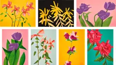 Alex Katz, Flowers, 2021, The complete set of seven archival pigment prints, on Innova Etching Cotton Rag paper, the full sheets