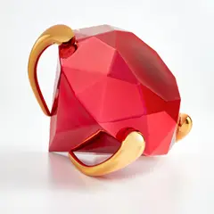 Diamond (Red) by Jeff Koons, 2020, Porcelain multiple painted in chrome, contained in the original Styrofoam-lined presentation box with metallic red print, sold Oct 2022
