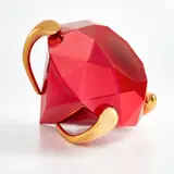 Jeff Koons, Diamond (Red), 2020, Porcelain multiple painted in chrome, contained in the original Styrofoam-lined presentation box with metallic red printed signature