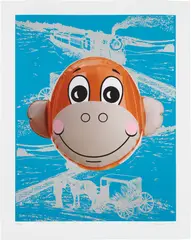 Jeff Koons, Monkey Train (Blue), 2007, Screenprint and inkjet print in colors, on Somerset paper, with full margins