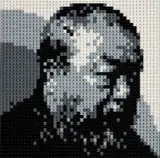 Ai Weiwei, Self-Portrait in LEGO, 2017, LEGO bricks multiple, within a card mount (as issued), contained in the original grey card presentation box with printed portrait
