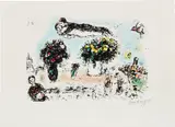 Marc Chagall, Le Peintre aux trois bouquets (The Painter with Three Bouquets) (M. 998), 1982, Lithograph in colors, on Arches paper, with full margins