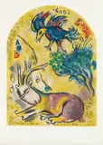 Marc Chagall, La Tribu de Nephtali, from Douze maquettes de vitraux pour Jérusalem (The Tribe of Naphtali, from Twelve Maquettes of Stained Glass Windows for Jerusalem), by Charles Sorlier (M. S21), 1964, Lithograph in colors, on Arches paper, with full margins
