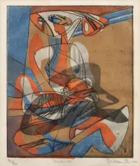 Stanley William Hayter, Maternité (Maternity) (B. & M. 132), 1940, Etching and screenprint in colors, on Montval laid paper, with margins