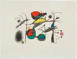 Raymond Queneau (M. 1077, C. bks 205) by Joan Miró, 1975, Lithograph in colors, on Arches paper, with full margins, sold Oct 2022
