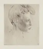 Pablo Picasso, Tête de femme, de profil (Head of a Woman, in Profile), from La Suite des Saltimbanques (B. 6, Ba. 7), 1905, Drypoint, on Van Gelder paper, with full margins