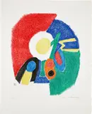 Sonia Delaunay, Six planches gravées à l'eaux-fortes: gravure II (Six Etched Plates: engraving II), 1966, Etching in colors, on Rives BFK paper, with full margins
