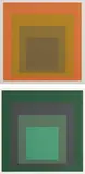 Concord; and Chrysoprase, from Die Oberfläche (The Surface) (D. 167.1, 167.4) by Josef Albers, 1965, Two screenprints in colors, on Mohawk Superfine Bristol paper, with full margins, sold Oct 2022