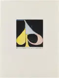 Richard Diebenkorn, Tri-Color Spade, from Five Spades, 1982, Etching and aquatint in colors, on Rives BFK paper, with full margins