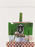 Robert Rauschenberg, Hog Chow, from Chow Bags, 1977, Screenprint in colors with white thread stitching, on smooth wove paper, the full sheet