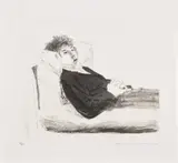 David Hockney, Reclining Figure (S.A.C. 174, M.C.A.T. 163), 1975, Etching and aquatint, on Inveresk mould-made paper, with full margins