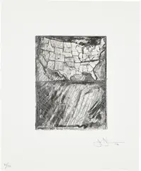 Map, from Artists for Obama by Jasper Johns, 2012, Lithograph, on Rives BFK paper, with full margins, sold Oct 2022
