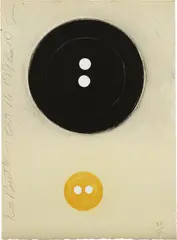 Two Buttons, Oct 16 1996 (T. 96-356) by Donald Sultan, 1996, Lithograph in colors, on Somerset paper, the full sheet, sold Oct 2022