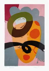 Marker by Charlie Hewitt, 2011, Woodcut in colors, on rice paper, with full margins, sold Oct 2022