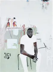 A Self Portrait of an Artist on Narrow Street by Jammie Holmes, 2020, Screenprint in colors, on Mohawk Superfine paper, the full sheet, offered Oct 2022