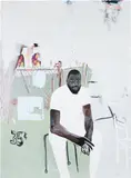 Jammie Holmes, A Self Portrait of an Artist on Narrow Street, 2020, Screenprint in colors, on Mohawk Superfine paper, the full sheet