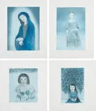 Kiki Smith, Virgin Mary; Emily B.; Billie; and Eva, from Blue Prints (see W. pp. 126-127), 1999, Four etching and aquatints in colors, on Hahnemühle paper, with full margins