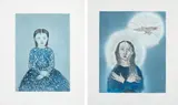 Kiki Smith, Emily D.; and Virgin with Dove, from Blue Prints (W. 120 & 122), 1999, Two etching and aquatints in colors, on Hahnemühle paper, with full margins
