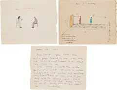 The Nurse; and She is Leaving by Nicholas Africano, 1977, Two colored pencil drawings, on wove paper, sold Oct 2022