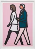 New York Couple 7, from New York Couples by Julian Opie, 2019, Screenprint and inkjet in colors with collage, on Canson Conservation Board, the full sheet, contained in an artist's sp, sold Oct 2022