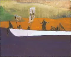 Untitled (Canoe) by Peter Doig, 2008, Aquatint in colors, on Somerset paper, the full sheet, sold Oct 2022