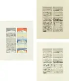 Ed Ruscha, Course of Empire; Brown Course of Empire; and Black Course of Empire, 2005, Three lithographs, one in colors, on Rives BFK paper, with full margins